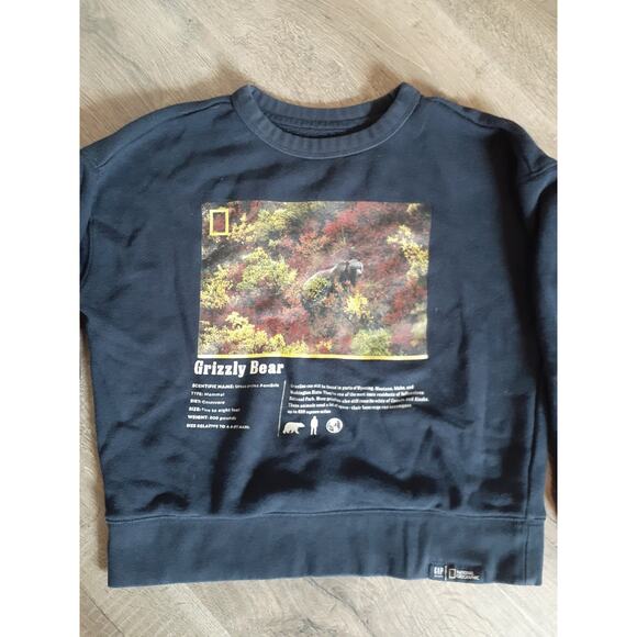 GAP X National Geographic Grizzly Bear Novelty Sweatshirt M Blue - Picture 2 of 5